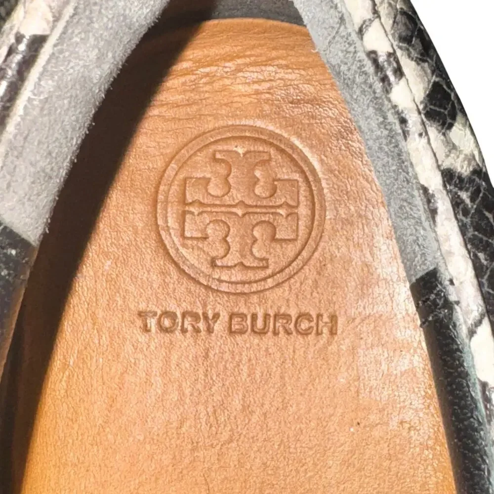 Tory Burch Max Sneakers Women's Size 6.5 M Tan Black Snake Print Leather Shoes